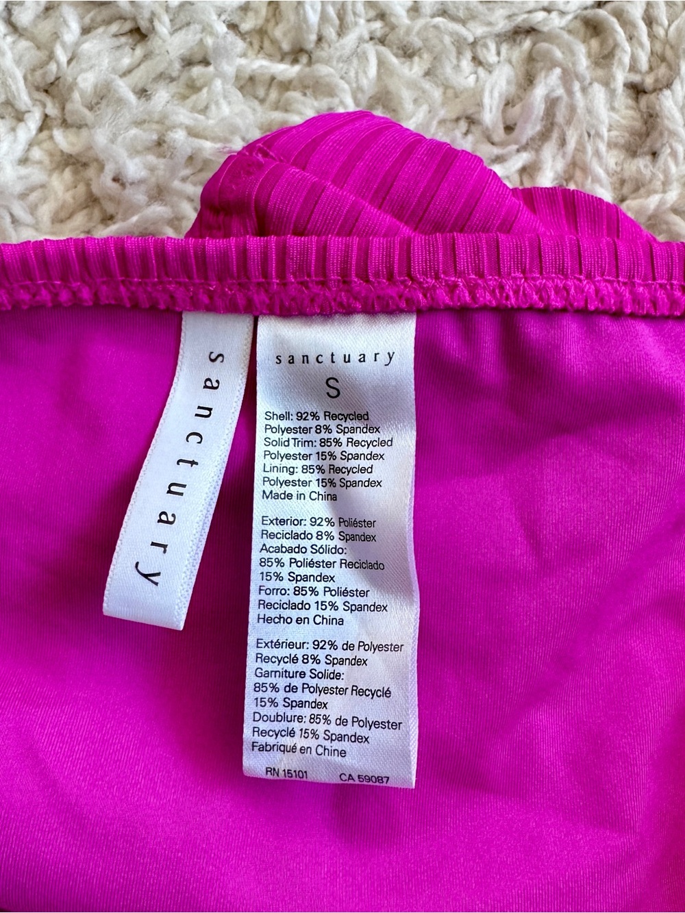Sanctuary Hot Pink Ribbed Bikini Set - Picture 3 of 4
